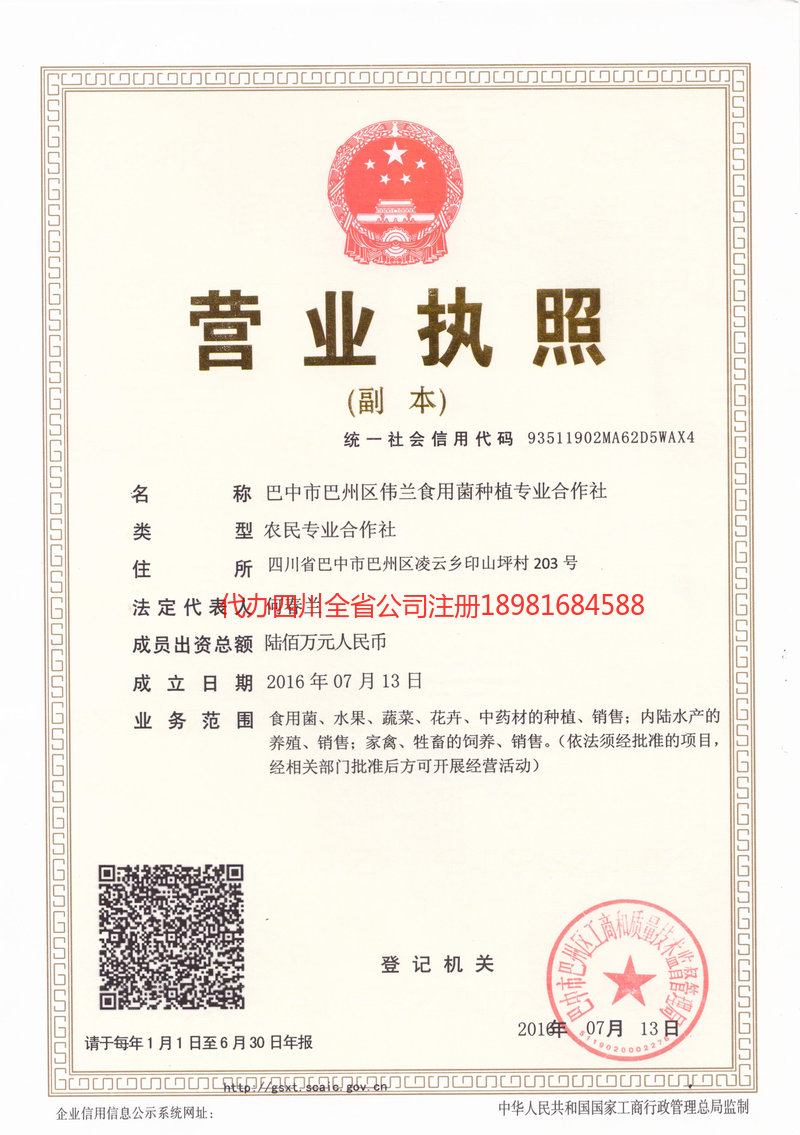 邻水邻水伟兰食用菌种植专业合作社